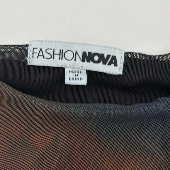 BodyCon Dress L Ruched Ombre Sunset Sheer Sleeves Y2K Dark Fairy Ethereal Grunge - Picture 3 of 15